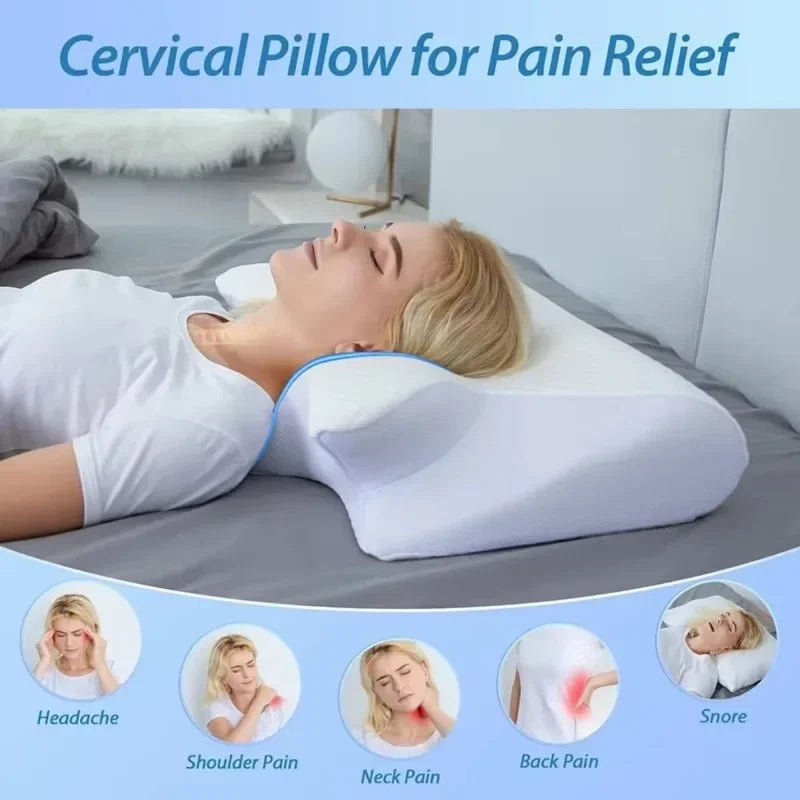 1PC Butterfly Memory Neck Pillow Slow Rebound Comfortable Sleep Memory Foam Pillow 2 in 1 Ergonomic Contour Pillows Home Supply