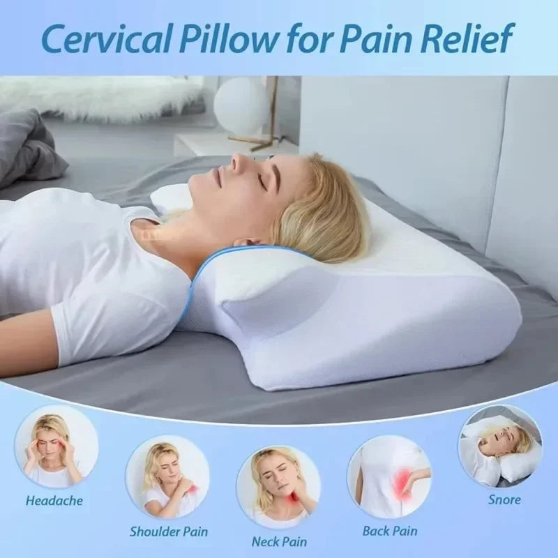 1PC Butterfly Memory Neck Pillow Slow Rebound Comfortable Sleep Memory Foam Pillow 2 in 1 Ergonomic Contour Pillows Home Supply