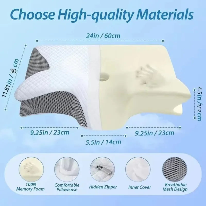 1PC Butterfly Memory Neck Pillow Slow Rebound Comfortable Sleep Memory Foam Pillow 2 in 1 Ergonomic Contour Pillows Home Supply
