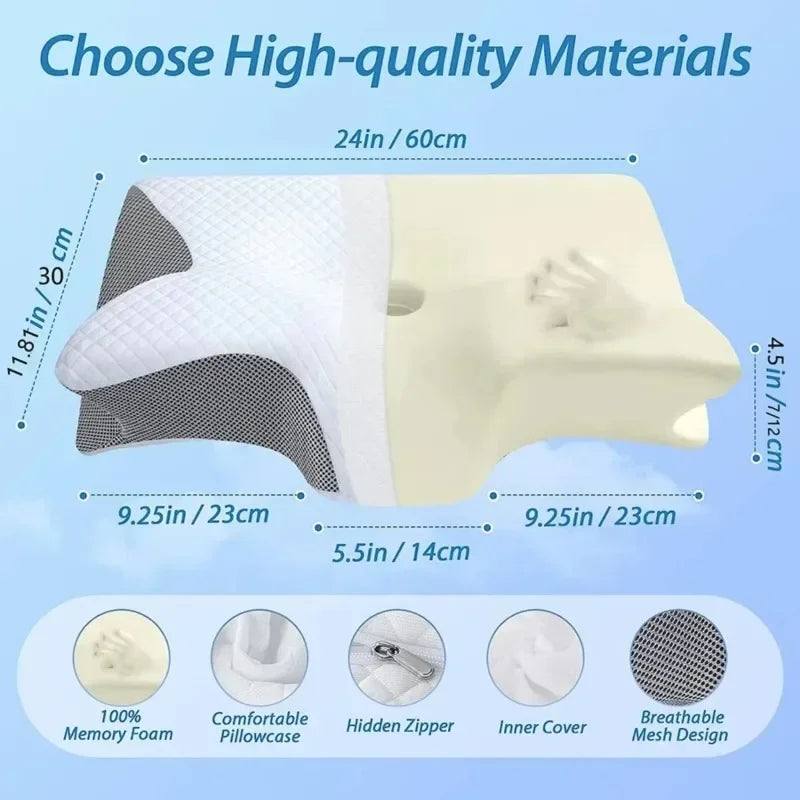 1PC Butterfly Memory Neck Pillow Slow Rebound Comfortable Sleep Memory Foam Pillow 2 in 1 Ergonomic Contour Pillows Home Supply